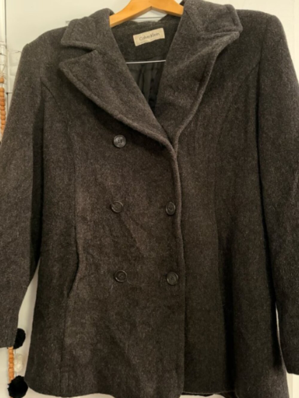 Calvin Klein Merino Wool Coat | Women’s Size 12 | Charcoal Gray | Classic